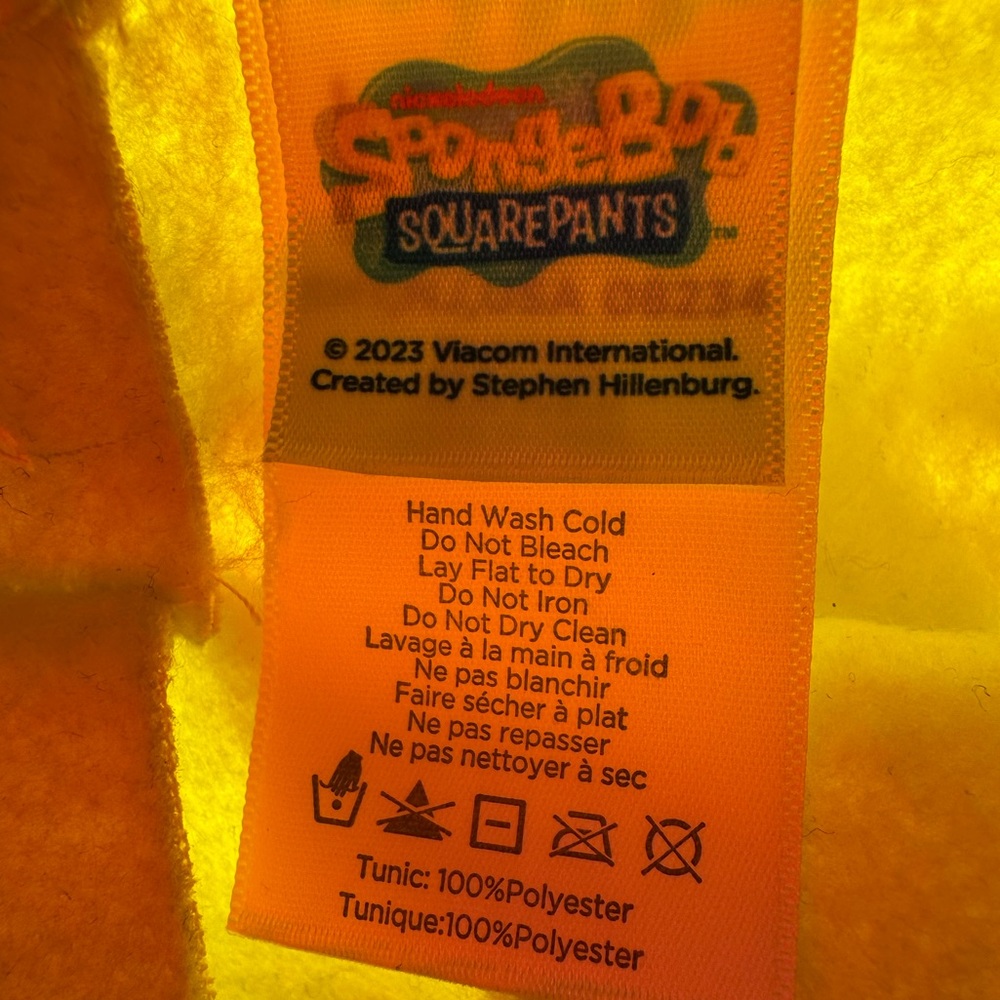 SpongeBob Squarepants Bright Yellow Graphic Face Men's Costume Top - Picture 6 of 6